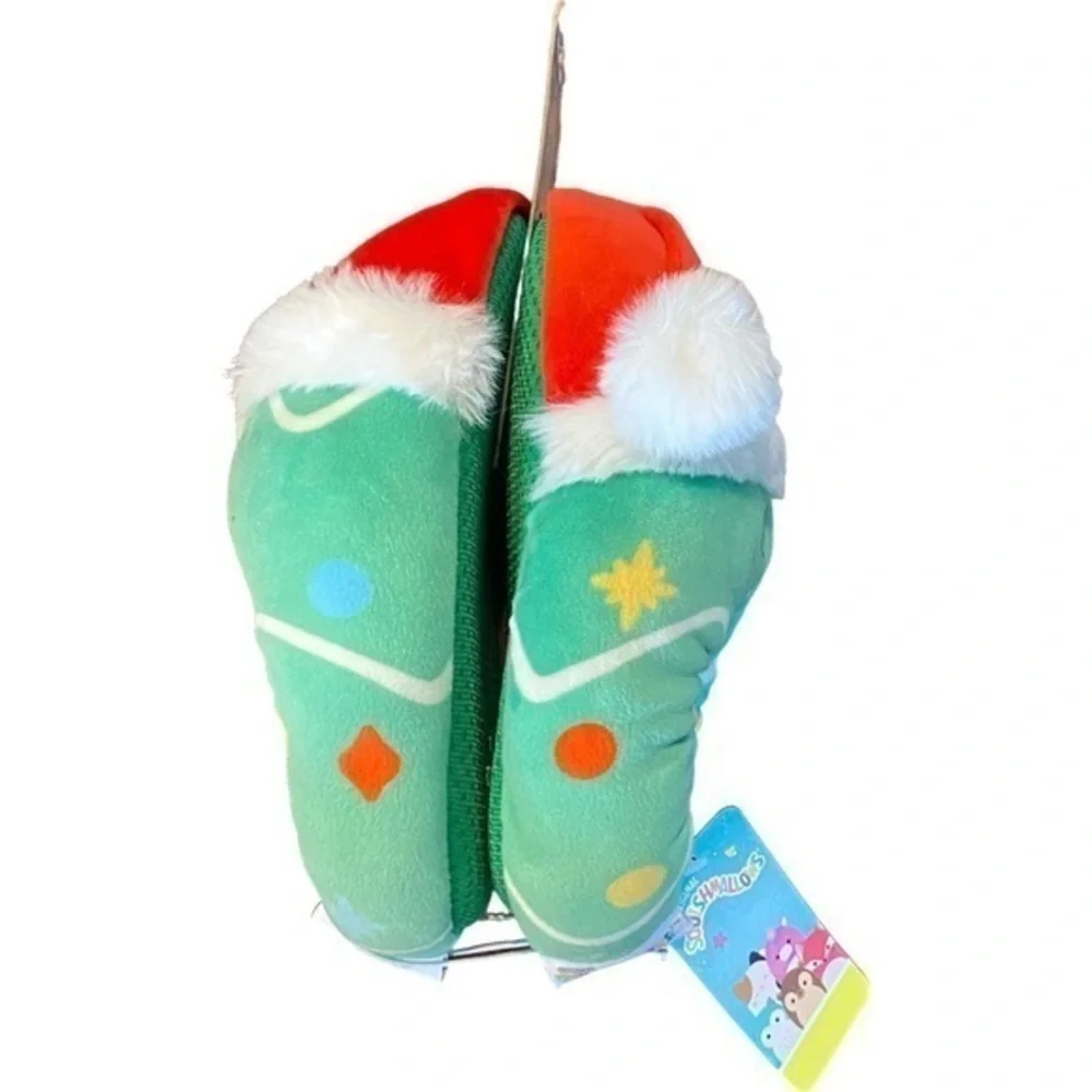 New Kids Size 11 - 12 Squishmallows Christmas Tree Slippers Plush Gift Boys Girl